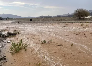 هطول أمطار متفاوتة بين الغزيرة والمتوسطة ونزول عدة أودية بالعامرات