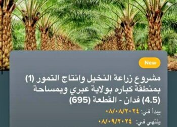 “منصة تطوير” تطلق 6 فرص استثمارية لإقامة مشروعات زراعية بالظاهرة